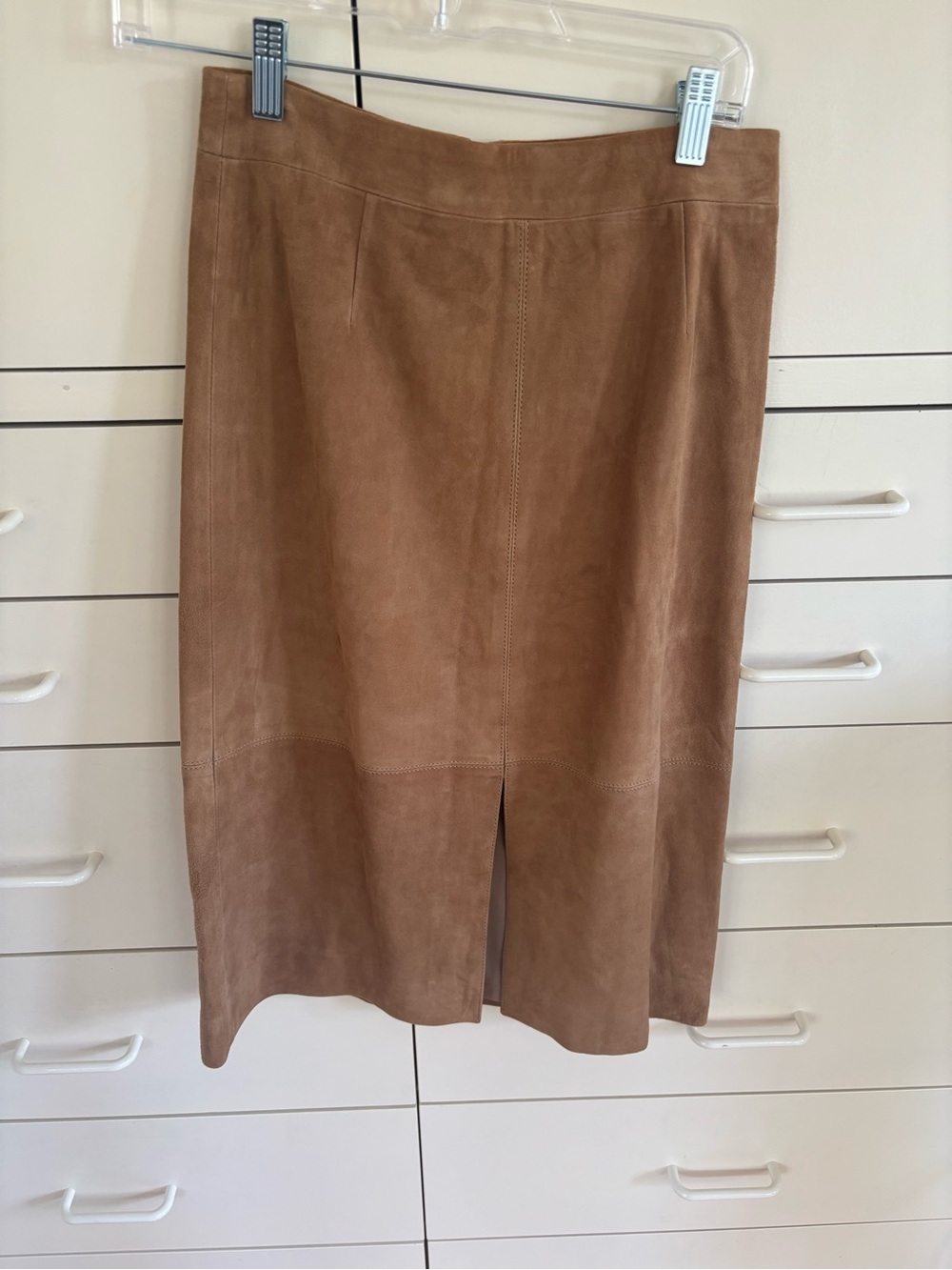 J. Crew collection Tan Suede Midi Skirt with Front Slit